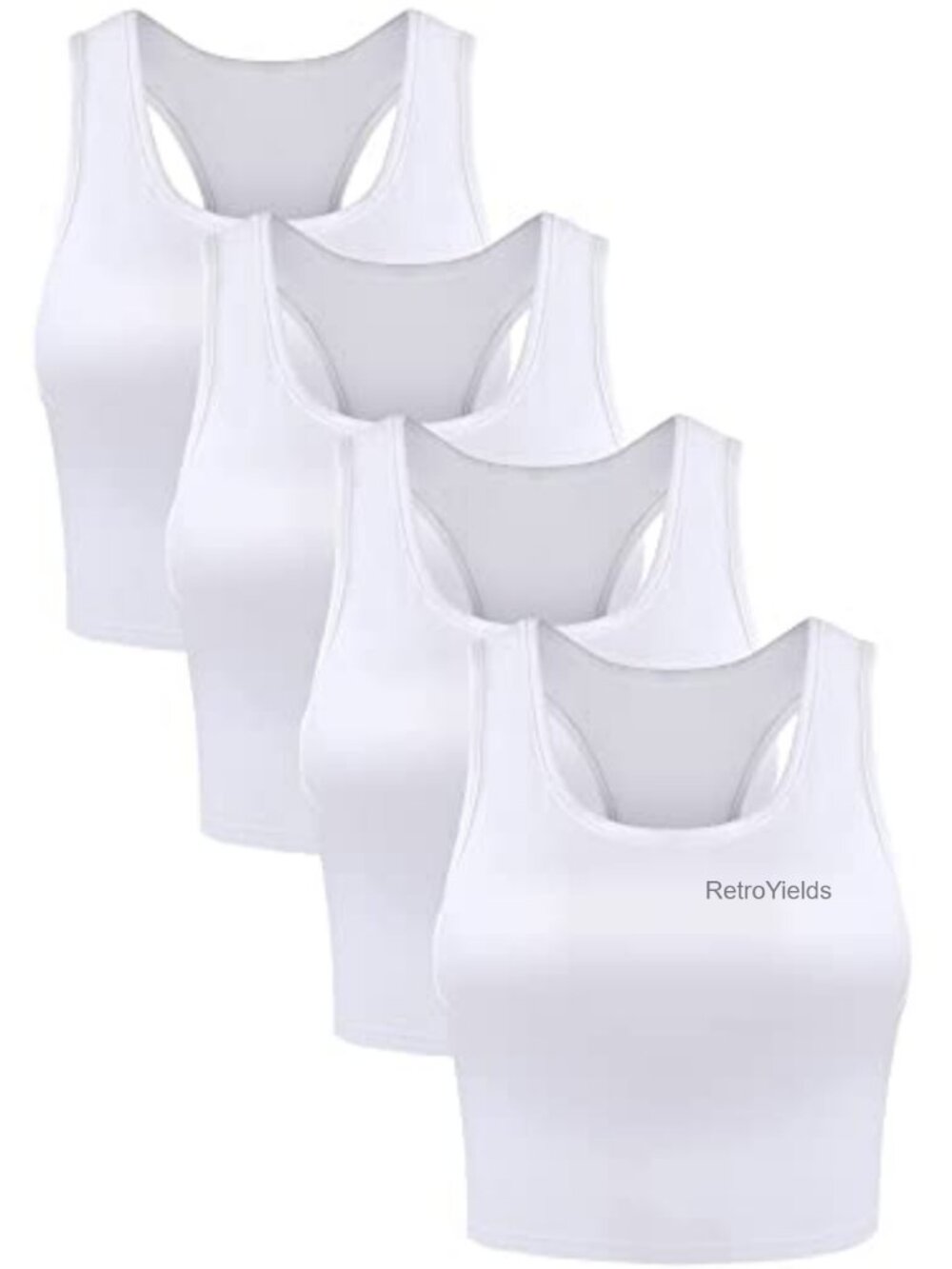 4 Pack Crop Tank Tops Racerback Sleeveless Cotton Spandex Yoga Running